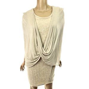 Amadi Light Brown Shawl Dress Petite S Modal Blend Shawl Over Sleeveless Dress